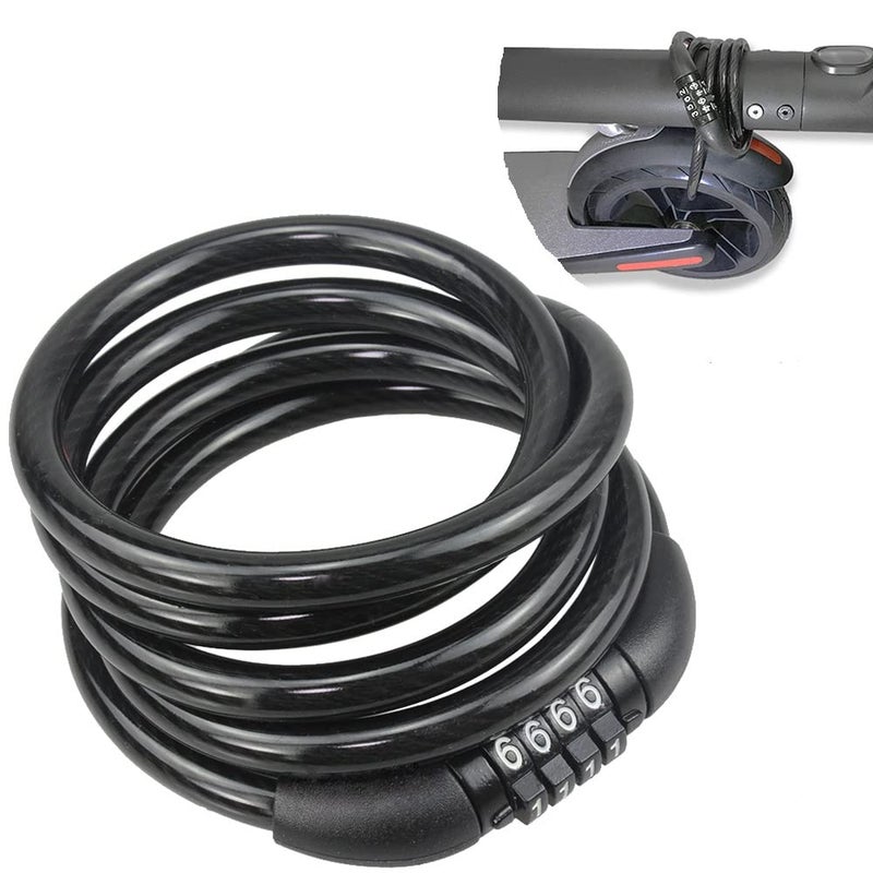 SEWAY Scooter Lock Cable for Xiaomi Mijia M365 ES Series, Bicycle Combination Locks Coiled Chain Lock Basic Self Coiling Core Steel Wire 4 ft. Long 1/3 inch Fit for M365/ES1/ES2/ES3/ES4 - Image 1